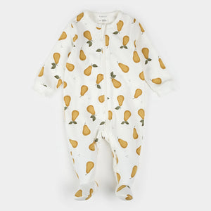 Petit Lem Baby Pear Print on Off-White Sleeper