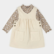 Load image into Gallery viewer, Petit Lem Baby Girls Daisy Print Overall Corduroy Dress Set
