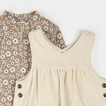 Load image into Gallery viewer, Petit Lem Baby Girls Daisy Print Overall Corduroy Dress Set

