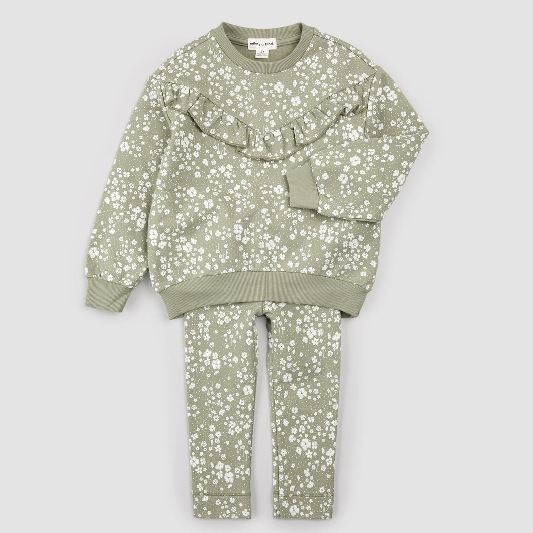 Miles the Label Baby Girls Floral Print on Sage Set