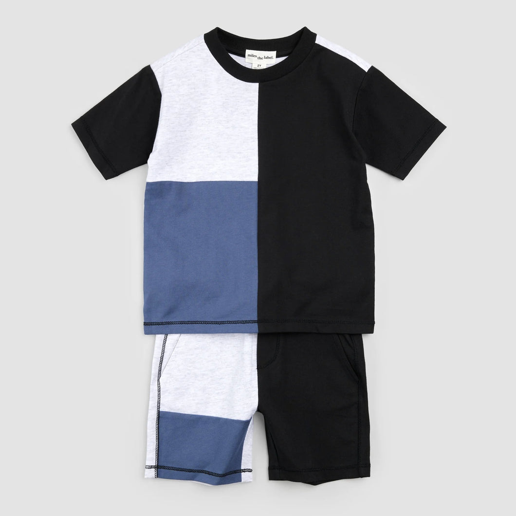 Miles the Label Baby Boys Colour-Block Tee & Shorts Set