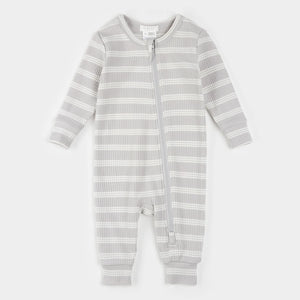 Petit Lem Firsts Baby Modal Rib Sleeper - Multistriped Lunar Rock