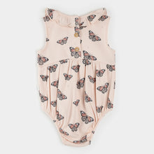 Load image into Gallery viewer, Petit Lem Firsts Baby Girls Monarch Print on Ribbed Cherry Blossom Bubble Romper
