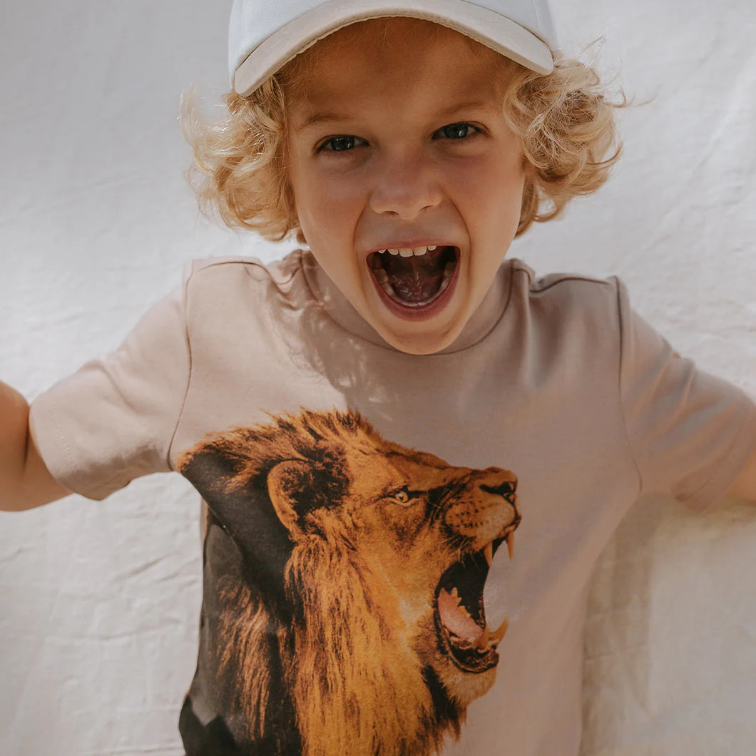 Miles the Label Boys Roaring Lion Photoreal T-Shirt - Taupe