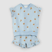 Load image into Gallery viewer, Miles the Label Baby Girls Sunflower Print on Celestial Blue Shorts Set
