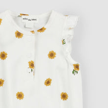 Load image into Gallery viewer, Miles the Label Baby Girls Sunflower Print on Off-White Ruffled Romper
