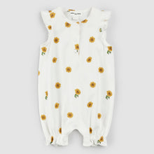 Load image into Gallery viewer, Miles the Label Baby Girls Sunflower Print on Off-White Ruffled Romper

