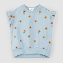 Load image into Gallery viewer, Miles the Label Girls Top - Sunflower Print on Celestial Blue
