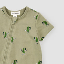 Load image into Gallery viewer, Miles the Label Baby Pickleball Print on Shorts Sage Zip Romper
