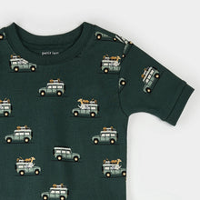 Load image into Gallery viewer, Petit Lem Boys Safari SUV Print Summer Sleep Set - Military Green
