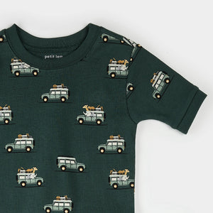 Petit Lem Boys Safari SUV Print Summer Sleep Set - Military Green