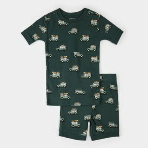 Petit Lem Boys Safari SUV Print Summer Sleep Set - Military Green
