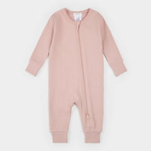 Load image into Gallery viewer, Petit Lem Firsts Baby Girls Rose Modal Rib Scalloped Sleeper

