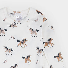 Load image into Gallery viewer, Petit Lem Pony Print on Off-White Infant LunaKnit PJ Set
