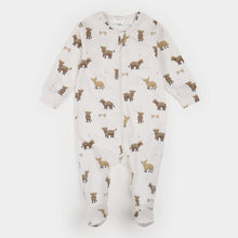 Load image into Gallery viewer, Petit Lem Firsts Baby Highland Cow Print on Crème LunaKnit Sleeper
