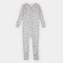 Load image into Gallery viewer, Petit Lem Firsts Baby Slapstick Print on Ribbed Lunar Rock Convertible Ribbed Sleeper
