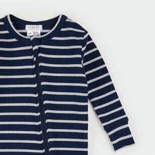 Load image into Gallery viewer, Petit Lem Firsts Baby Indigo Striped Modal Rib Sleeper
