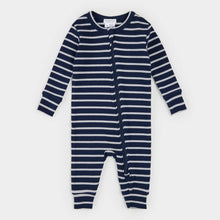Load image into Gallery viewer, Petit Lem Firsts Baby Indigo Striped Modal Rib Sleeper
