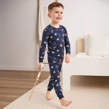 Load image into Gallery viewer, Petit Lem Boys Goal Getters Print on Dress Blue PJ Set
