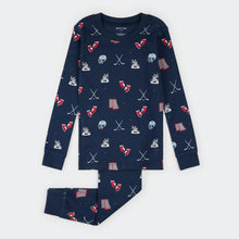 Load image into Gallery viewer, Petit Lem Boys Goal Getters Print on Dress Blue PJ Set
