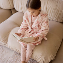 Load image into Gallery viewer, Petit Lem Ribbon Print on Misty Pink Plush Robe
