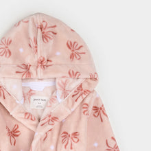 Load image into Gallery viewer, Petit Lem Ribbon Print on Misty Pink Plush Robe
