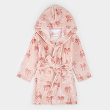 Load image into Gallery viewer, Petit Lem Ribbon Print on Misty Pink Plush Robe
