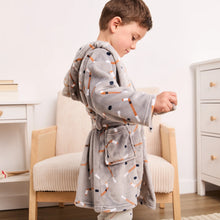 Load image into Gallery viewer, Petit Lem Slapstick Print on Indigo Plush Robe
