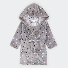 Load image into Gallery viewer, Petit Lem Slapstick Print on Indigo Plush Robe

