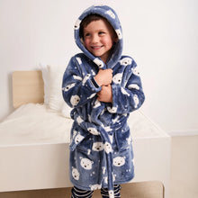 Load image into Gallery viewer, Petit Lem Polar Bear Print on Fog Plush Robe
