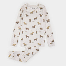 Load image into Gallery viewer, Petit Lem Highland Cow Print on Crème LunaKnit PJ Set
