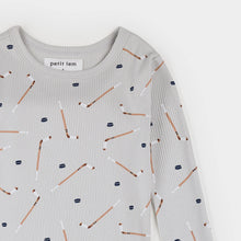 Load image into Gallery viewer, Petit Lem Slapstick Print on Ribbed Lunar Rock PJ Set
