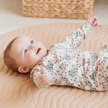 Load image into Gallery viewer, Petit Lem Firsts Baby Girls Spring Flowers Print on Creme Sleeper

