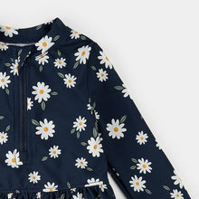 Load image into Gallery viewer, Petit Lem Girls Daisies Print on Navy Long-Sleeve Rashguard Set
