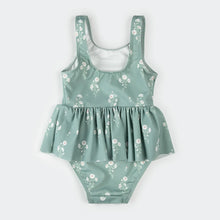 Load image into Gallery viewer, Petit Lem Girls Sea Blossom Print on Turquoise Skirted Swimsuit
