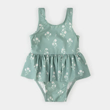 Load image into Gallery viewer, Petit Lem Girls Sea Blossom Print on Turquoise Skirted Swimsuit
