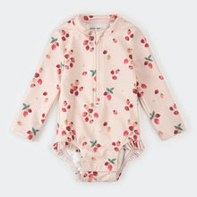 Load image into Gallery viewer, Petit Lem Baby Girls Strawberries on Light Pink Long-Sleeve One-Piece Swimsuit
