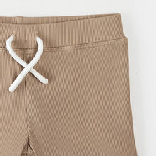 Load image into Gallery viewer, Petit Lem Baby Seersucker Taupe Stripe &amp; Sand Baby Rashguard Set
