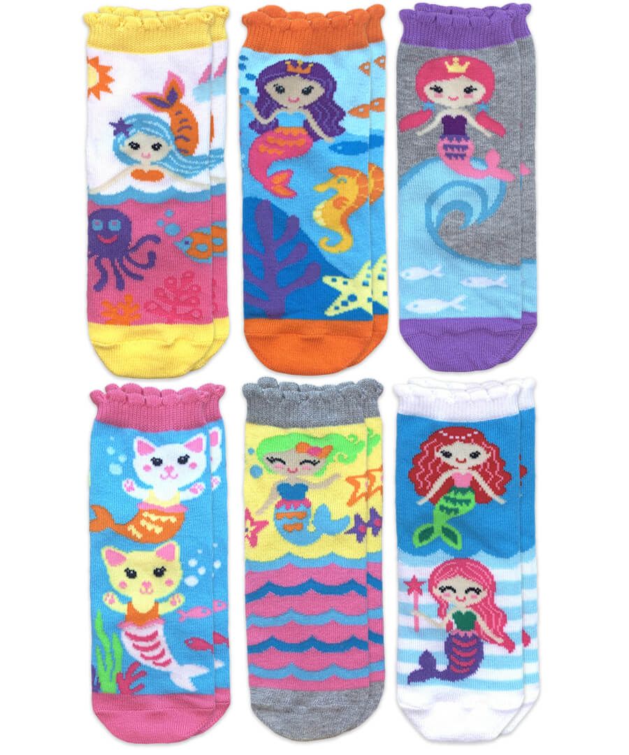 Jefferies Socks Girls Mermaid Crew Socks - 6 Pack