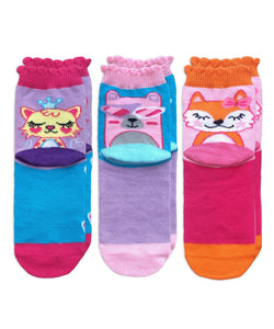 Jefferies Girls Cute Animal Crew Socks - 3 Pack