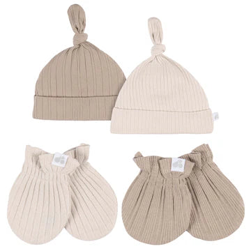 Just Born 4pc Hat & Mitten Set - 0-6M