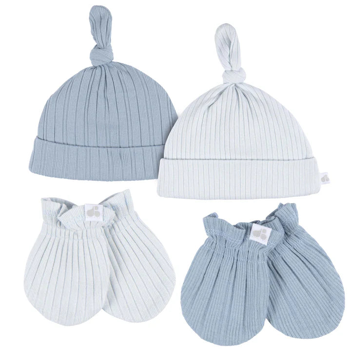 Just Born 4pc Hat & Mitten Set - 0-6M