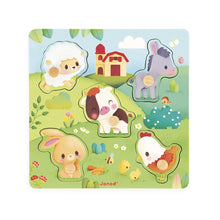 Load image into Gallery viewer, Janod 5-piece Farmhouse Tactile Puzzle
