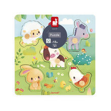 Load image into Gallery viewer, Janod 5-piece Farmhouse Tactile Puzzle
