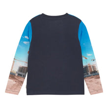 Load image into Gallery viewer, Minymo Boys Long Sleeve Construction Truck T-Shirt - Navy

