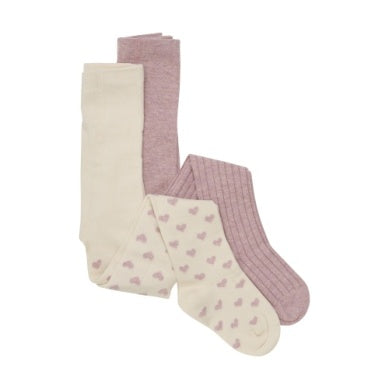 Minymo Baby Girls 2PK Stockings w/Hearts - Light Rose