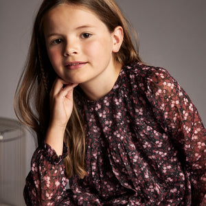 Creamie Youth Girls Flower Print Dress - Black