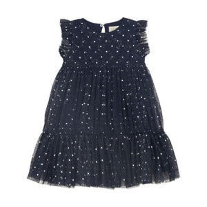 Creamie Girls Mesh Dress - Black Iris