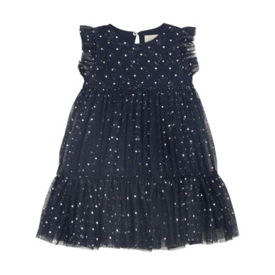 Creamie Girls Mesh Dress - Black Iris