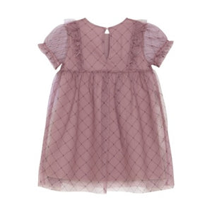 Creamie Girls Heart Mesh Dress - Woodrose